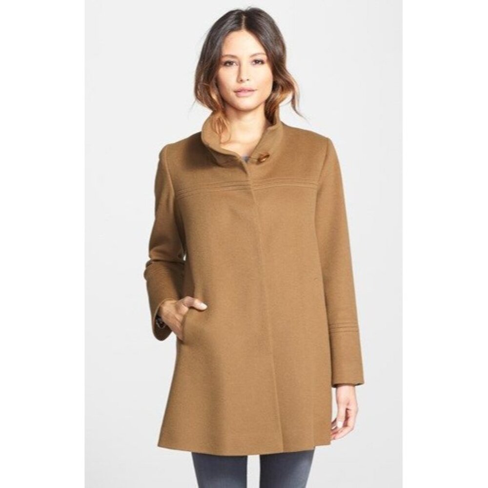 🆕FLEURETTE Wool Stand Collar Car Coat Currant 4 - Picture 10 of 12